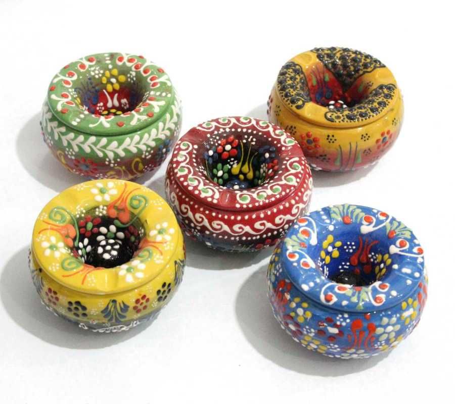 İlbay 5 li Çini Seramik Dantel Rüzgar Küllüğü Takımı - Dış Mekan Küllük