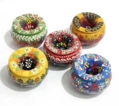 İlbay 5 li Çini Seramik Dantel Rüzgar Küllüğü Takımı - Dış Mekan Küllük