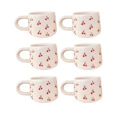 6 Adet  El İşi Klasik Seramik Baby Kiraz Kupa Bardak Mug