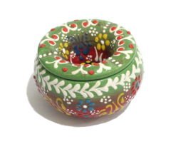 İlbay Yeşil Renkli Çini Seramik Dantel Rüzgar Küllüğü - Dış Mekan Küllük