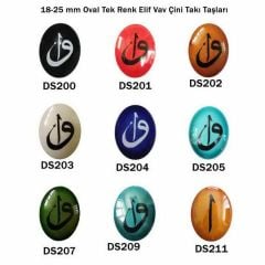 18-25 mm Oval Tek Renk Elif Vav Çini Takı Taşları