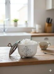 Ayşen Hayat Ağacı Desenli Metal Kapaklı Seramik Ayşen Şekerlik