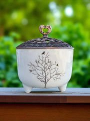 Ayşen Hayat Ağacı Desenli Metal Kapaklı Seramik Ayşen Şekerlik