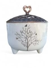 Ayşen Hayat Ağacı Desenli Metal Kapaklı Seramik Ayşen Şekerlik