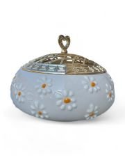 Çayır Papatya Desenli Metal Kapaklı Poyraz Şekerlik