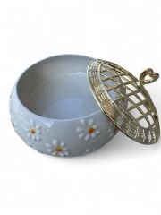 Çayır Papatya Desenli Metal Kapaklı Poyraz Şekerlik