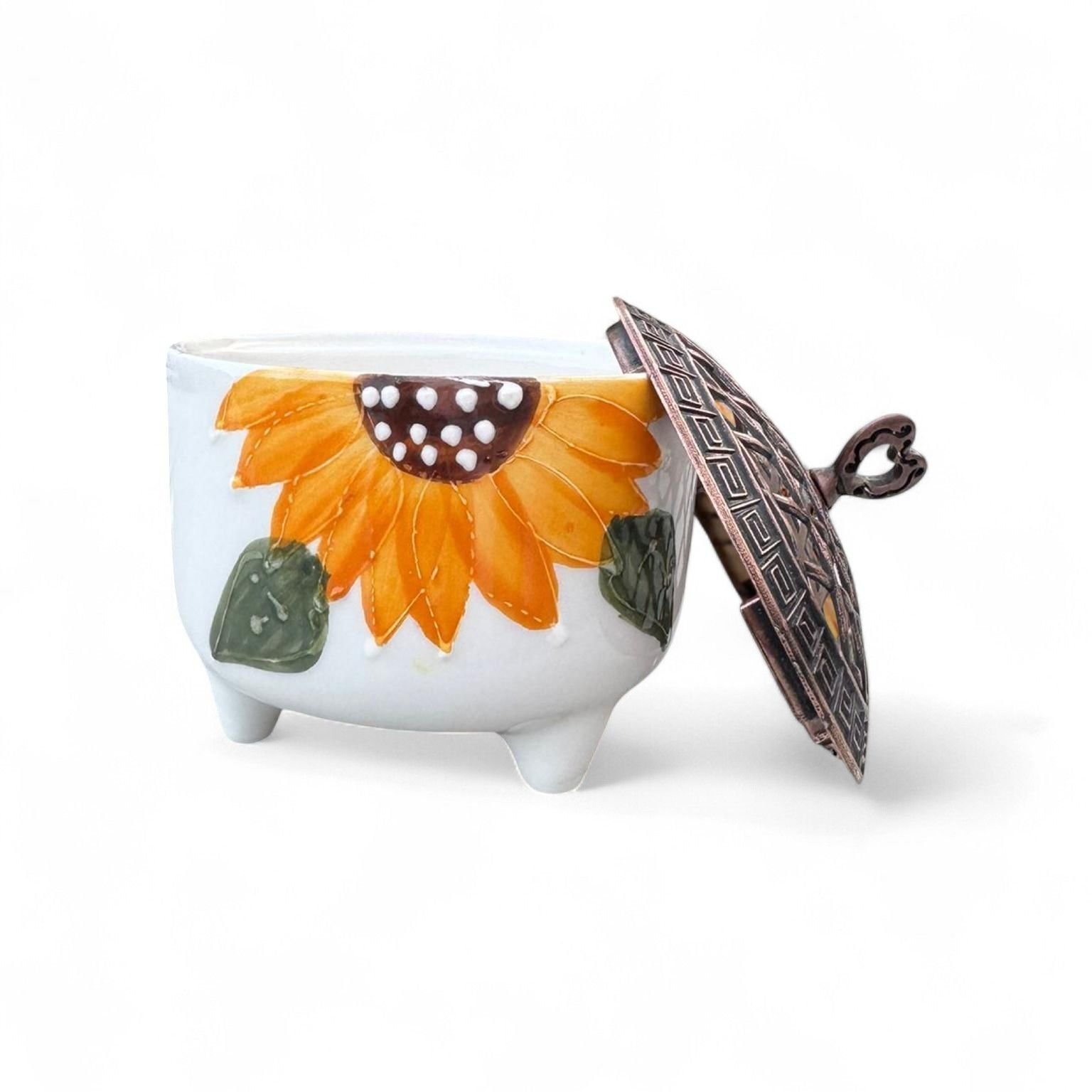 Ayçiçeği Desenli Seramik Ayşen Şekerlik