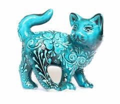 İlbay Turkuaz Çini Seramik Kedi Biblo