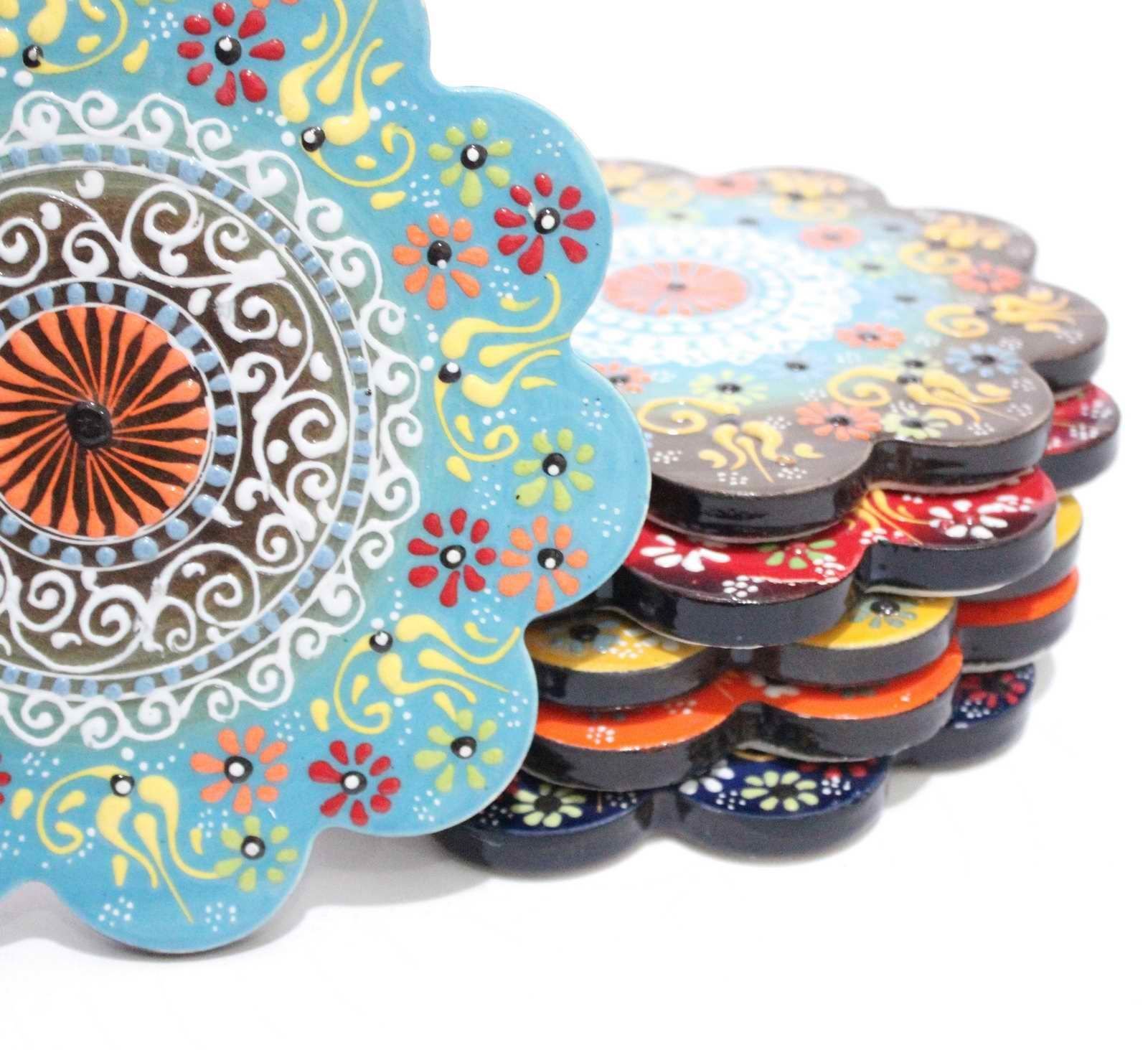 17 cm Dantel Desen 6 lı Çini Seramik Nihale Takımı