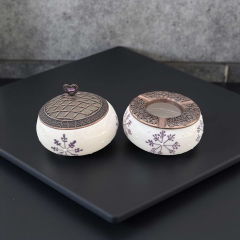 Lila kar Tanesi Metal Kapaklı Poyraz Seramik Şekerlik ve Küllük Seti