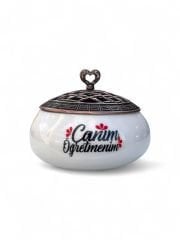 Canım Öğretmenim Yazılı Metal Kapaklı Poyraz Şekerlik