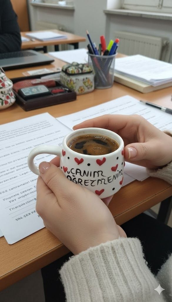 Canım Öğretmenim Yazılı Klasik Kupa, | Seramik Kupa | Öğretmenler Günü Kupası | El İşi Kupa