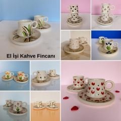 50 Adet el İşi Seramik 2 Kişilik Kahve Fincanı | Toptan Türk  Kahvesi Fincanı |