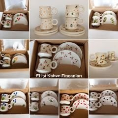 50 Adet el İşi Seramik 2 Kişilik Kahve Fincanı | Toptan Türk  Kahvesi Fincanı |