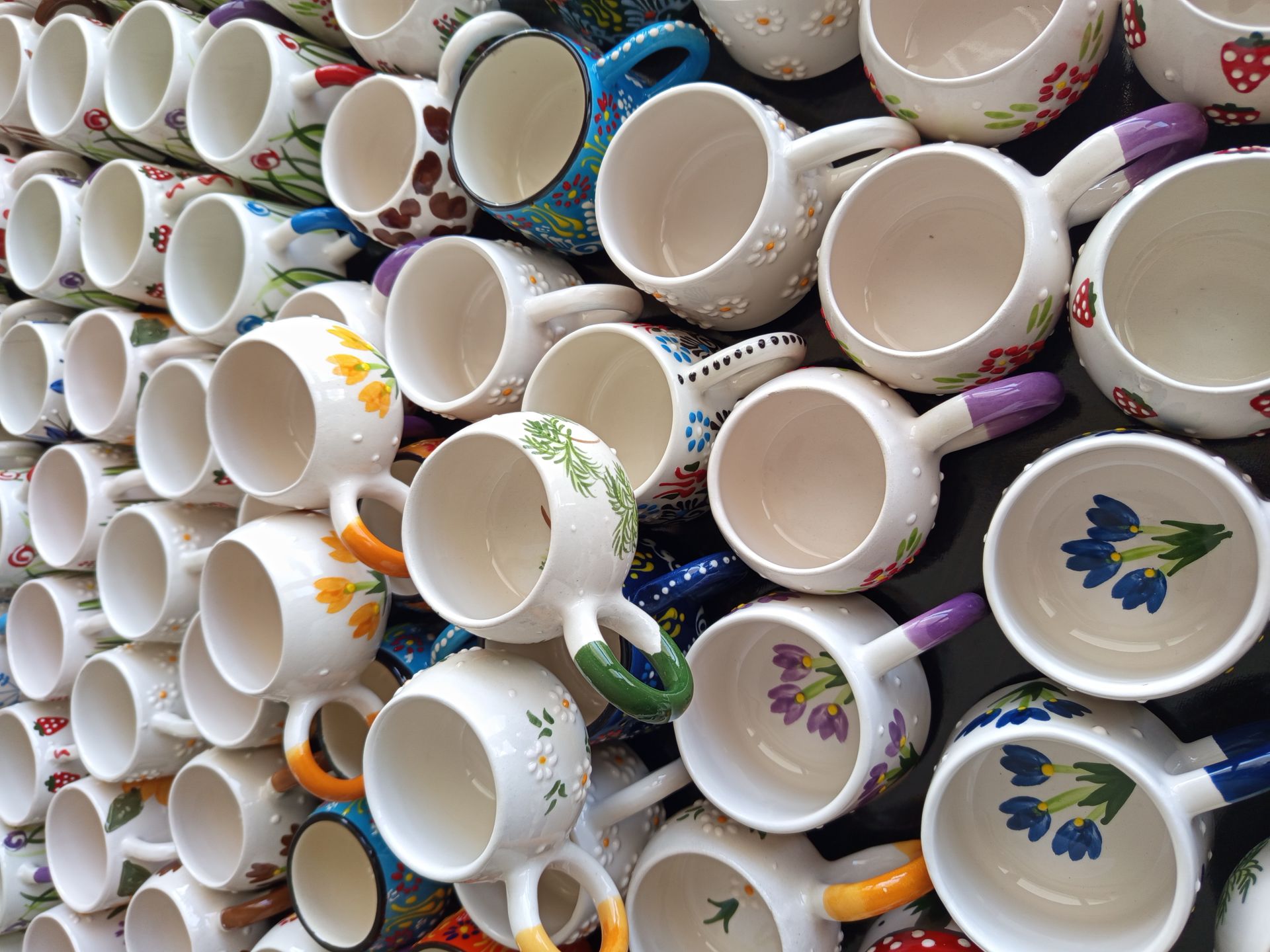 100 Adet El İşi Doğa Desen Seramik Toptan Klasik Kazan Kupa | Toptan Kupa Satışı | Hand Made Kupa Toptan Satış