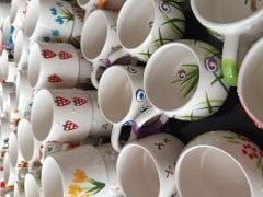 100 Adet El İşi Doğa Desen Seramik Toptan Klasik Kazan Kupa | Toptan Kupa Satışı | Hand Made Kupa Toptan Satış