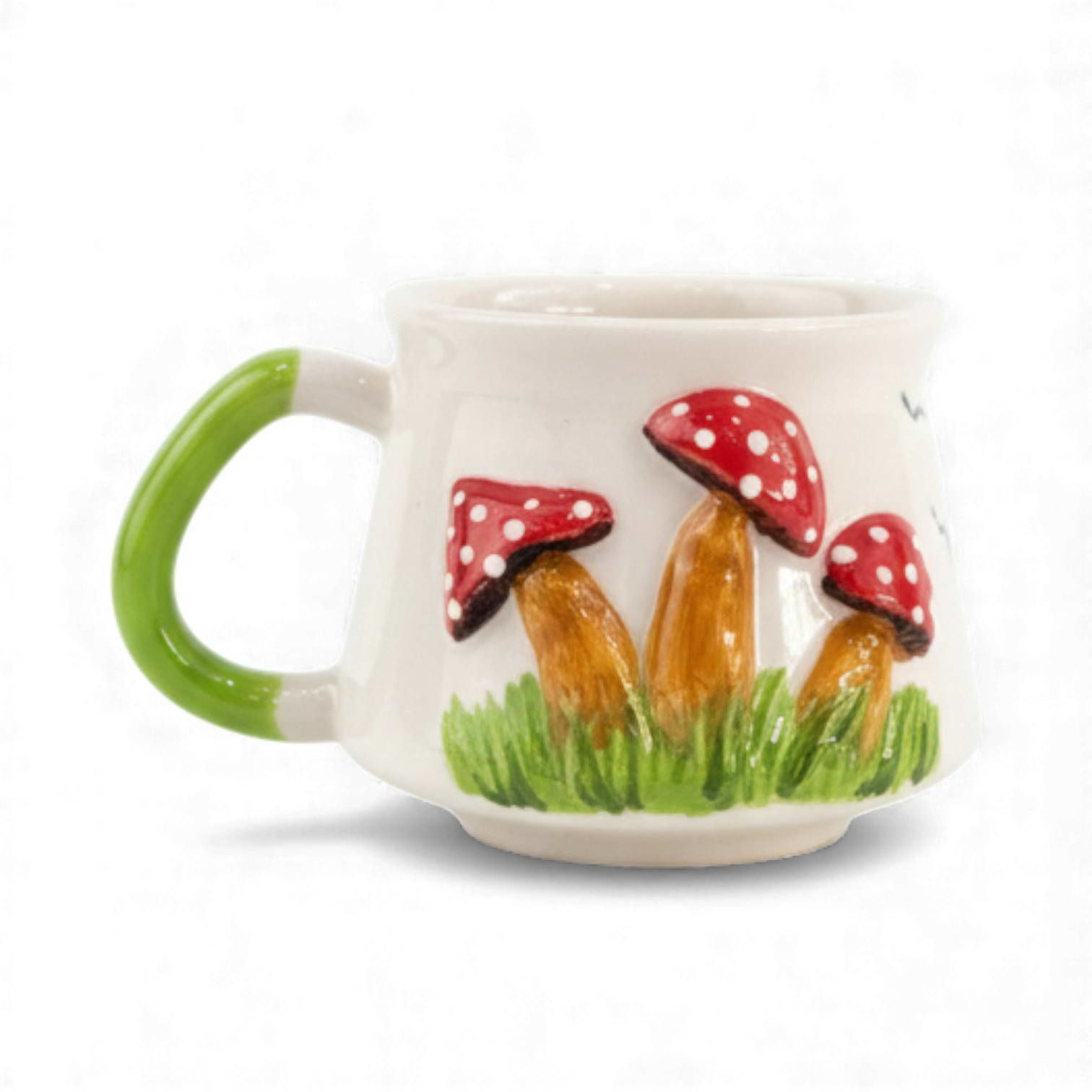 Kabartma Mantar Desenli Seramik Kupa