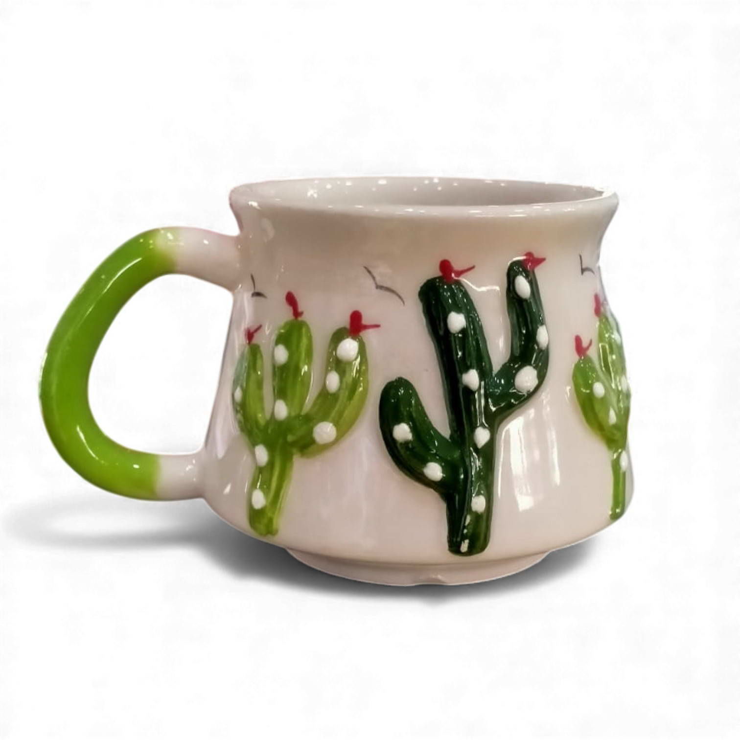 Kabartma Kaktüs Desenli Seramik Kupa