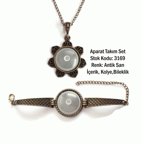 Kolye Bileklik Aparat Takım Set 3169 Antik Sarı