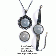 Kolye Bileklik Yüzük Aparat Takım Set 2572 Antik Sarı