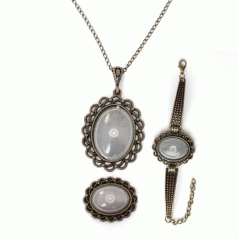 Kolye Bileklik Yüzük Aparat Takım Set 2516 Antik Sarı