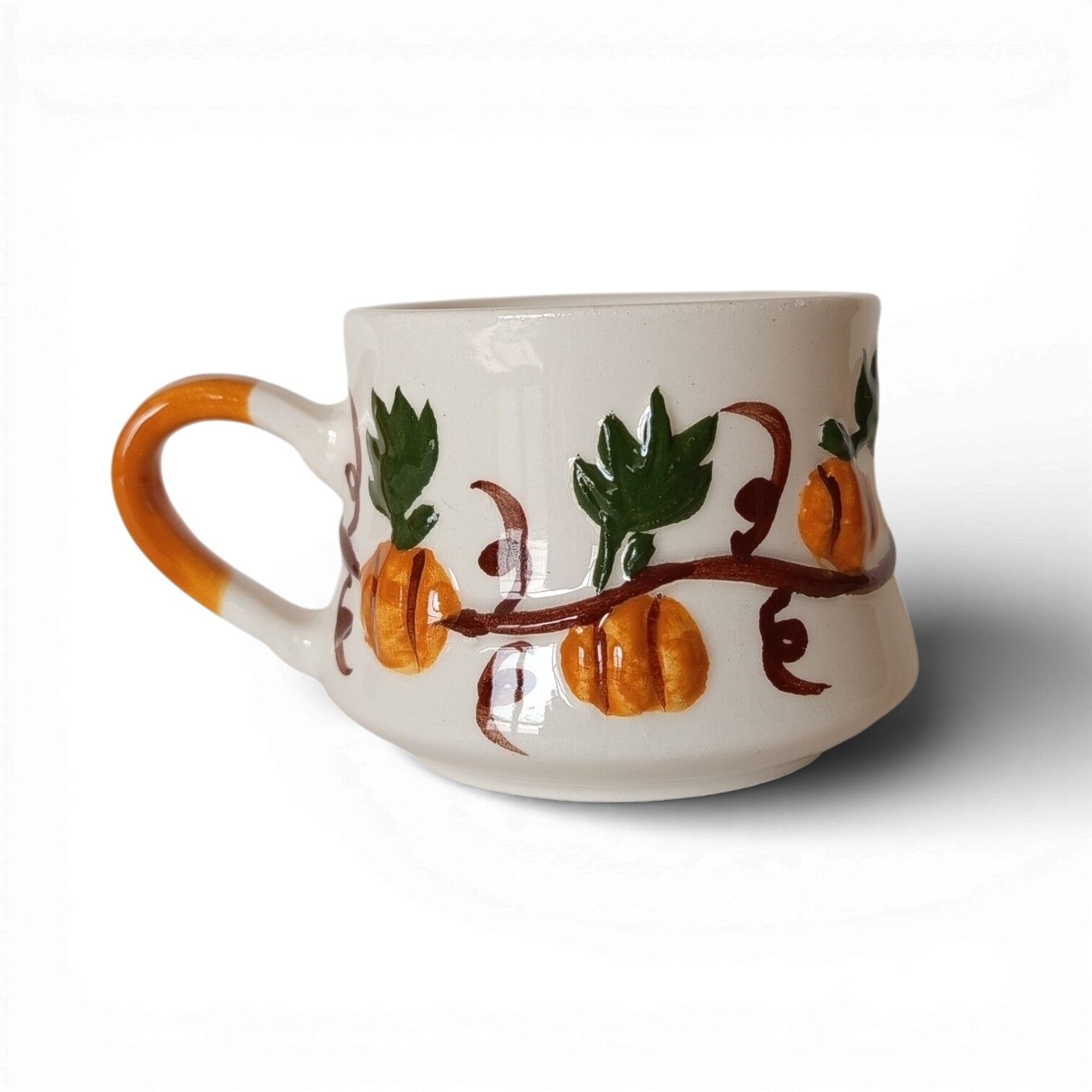 Kabartma Kabak Desenli Kupa, Balkabağı Desenli Seramik Kupa