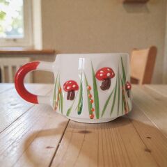 Çukurdaki Kabartma Mantar Kupa, Seramik Kupa Bardak