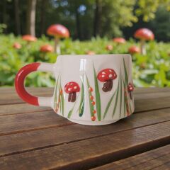 Çukurdaki Kabartma Mantar Kupa, Seramik Kupa Bardak