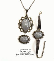Kolye Bileklik Yüzük Aparat Takım Set 2518 Antik Sarı