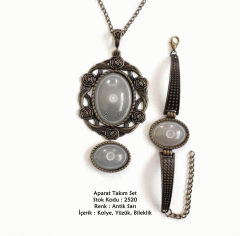Kolye Bileklik Yüzük Aparat Takım Set 2520 Antik Sarı