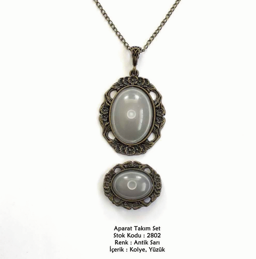 Kolye Yüzük Aparat Takım Set 2802 Antik Sarı
