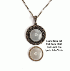 Kolye Yüzük Aparat Takım Set 2866 Antik Sarı