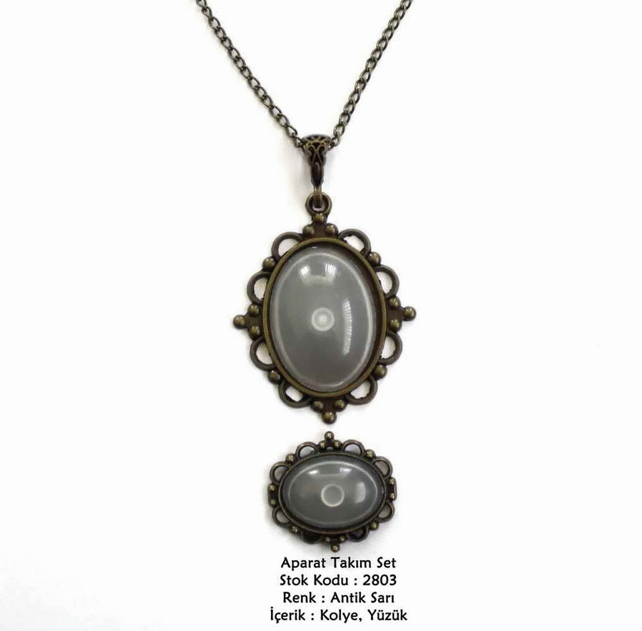 Kolye Yüzük Aparat Takım Set 2803 Antik Sarı