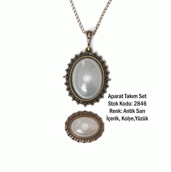 Kolye Yüzük Aparat Takım Set 2846 Antik Sarı