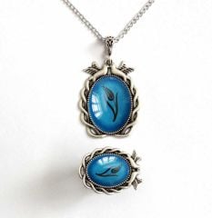 İlbay Çini Takı  Kolye Yüzük Seti 2626DS502