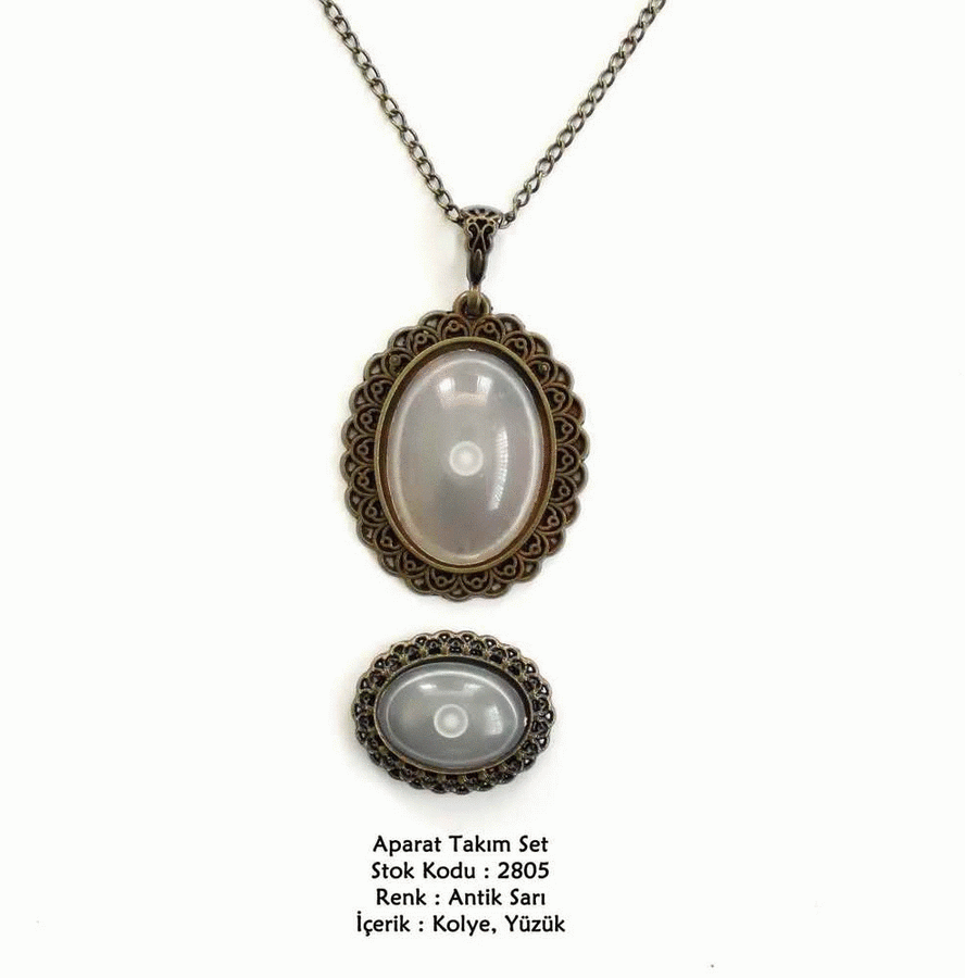 Kolye Yüzük Aparat Takım Set 2805 Antik Sarı