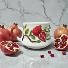 Nar Figürlü Kabartma Seramik Kupa