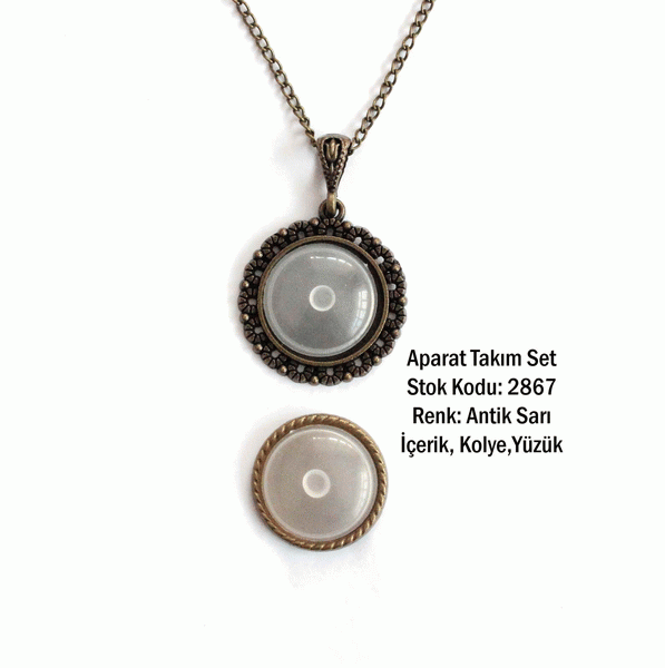 Kolye Yüzük Aparat Takım Set 2867 Antik Sarı