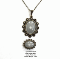 Kolye Yüzük Aparat Takım Set 2807 Antik Sarı