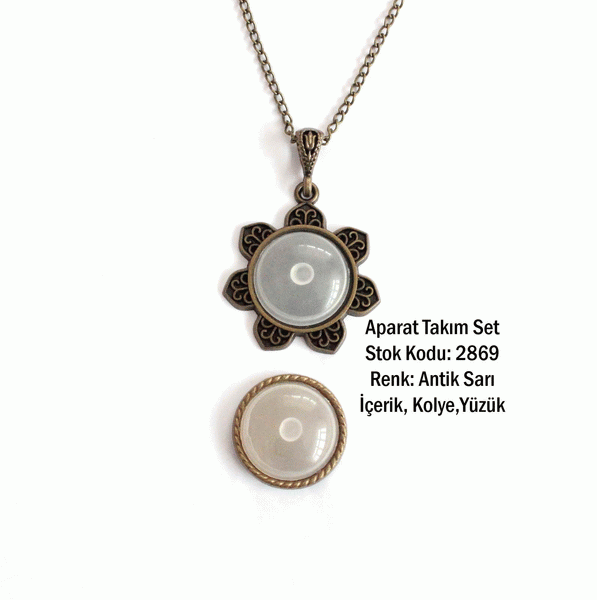 Kolye Yüzük Aparat Takım Set 2869 Antik Sarı