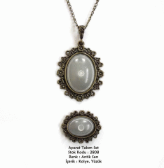 Kolye Yüzük Aparat Takım Set 2808 Antik Sarı