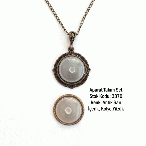Kolye Yüzük Aparat Takım Set 2870 Antik Sarı