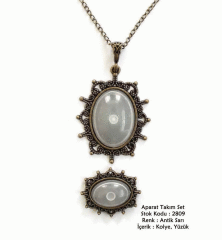 Kolye Yüzük Aparat Takım Set 2809 Antik Sarı