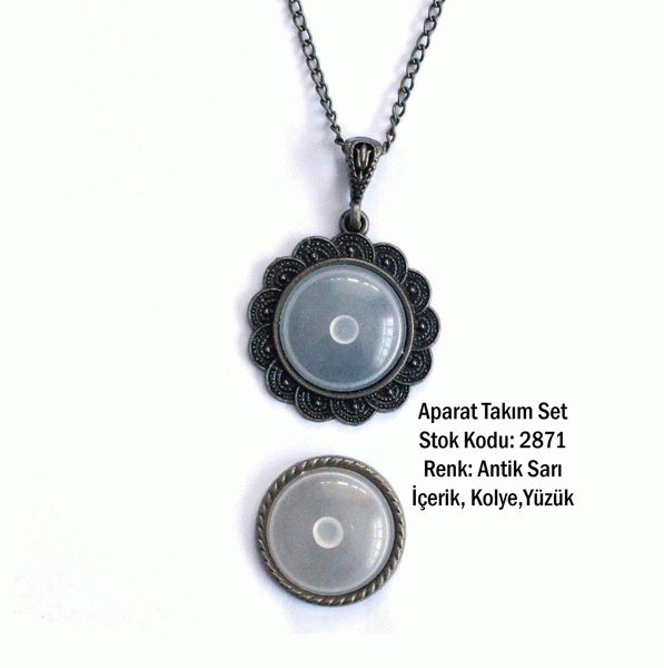 Kolye Yüzük Aparat Takım Set 2871 Antik Sarı