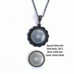 Kolye Yüzük Aparat Takım Set 2871 Antik Sarı