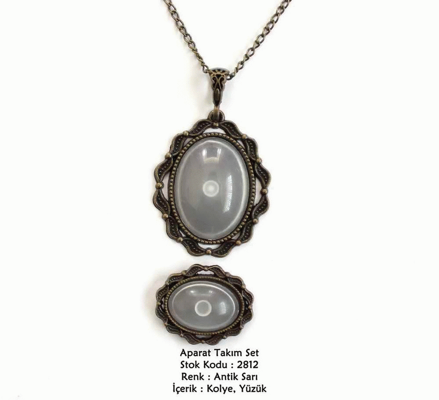 Kolye Yüzük Aparat Takım Set 2812 Antik Sarı
