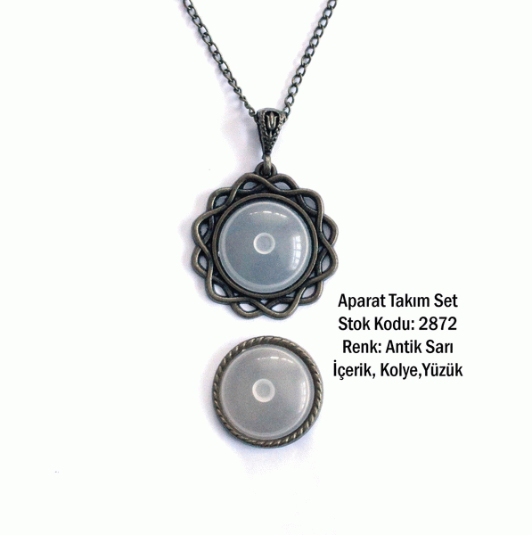 Kolye Yüzük Aparat Takım Set 2872 Antik Sarı