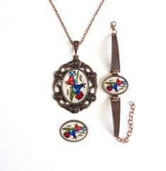 İlbay Çini Takı Kolye Bileklik Yüzük Seti 2420DS038