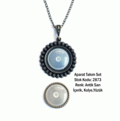 Kolye Yüzük Aparat Takım Set 2873 Antik Sarı