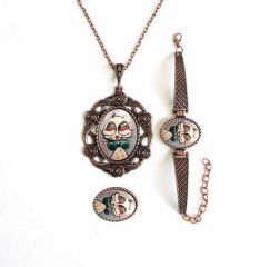 İlbay Çini Takı Kolye Bileklik Yüzük Seti 2420DS083